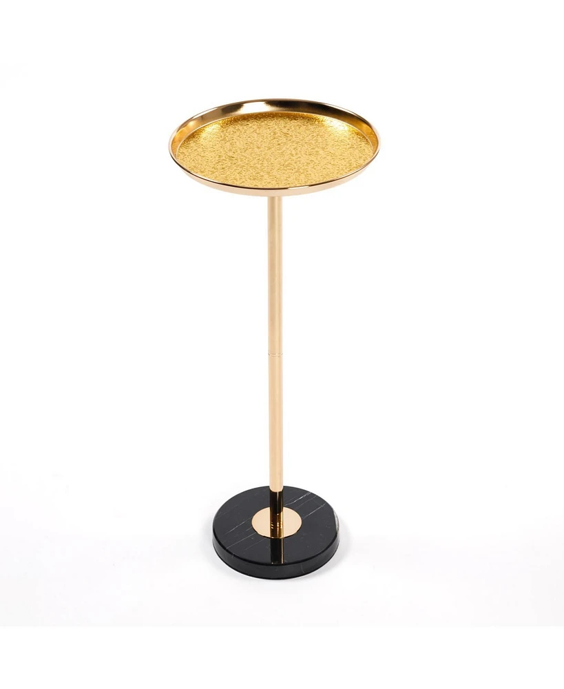 Adjustable Marble Side Table: Gold & White