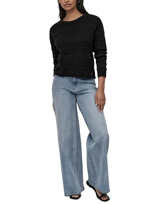 Dkny Jeans Petite Crewneck Open-Stitch Cotton Sweater