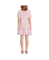 Lands' End Women's Elbow Sleeve Eyelet Knee Length Shirt Dress