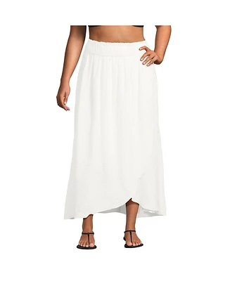 Lands' End Plus Cotton Gauze Maxi Swim Cover-up Skirt