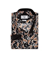Elie Balleh Big Boys Black Paisley Sport Slim Fit Shirt