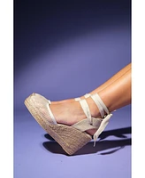 Lions Mesh Leather Wedge Espadrilles Sandal (Women)