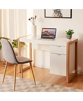 Modern Computer Desk Writing Workstation with Cabinet and Drawer