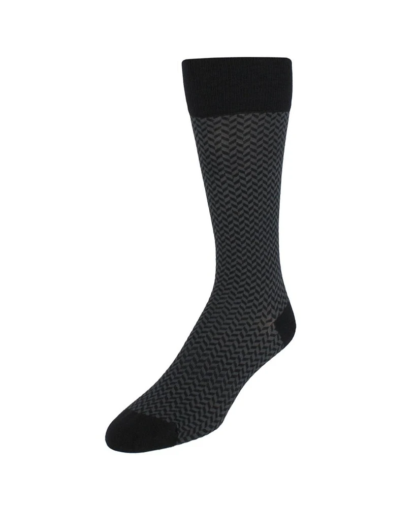 Trafalgar Men's Holden Herringbone Mid-Calf Pima Cotton Socks (1 Pair)