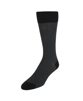 Trafalgar Men's Holden Herringbone Mid-Calf Pima Cotton Socks (1 Pair)