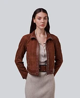 Furniq Uk Women's Suede Studded Jacket, Created for Macy's