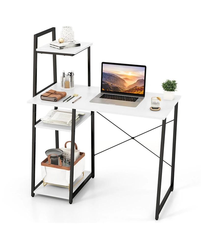 Computer Desk with Shelves and 3-Tier Storage Bookshelf