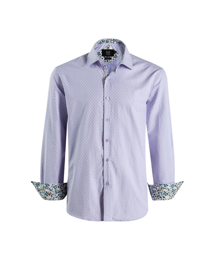 Elie Balleh Big Boys Lavender Slim Fit Jacquard Dot Shirt