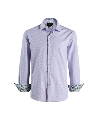 Elie Balleh Big Boys Lavender Slim Fit Jacquard Dot Shirt