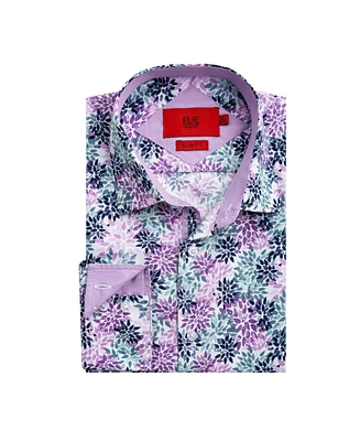 Elie Balleh Big Boys Purple Slim Fit Floral Sport Button-Down Shirt