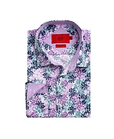 Elie Balleh Big Boys Purple Slim Fit Floral Sport Button-Down Shirt