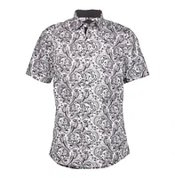 Elie Balleh Big Boys Black Paisley Slim Fit Short Sleeve Shirt