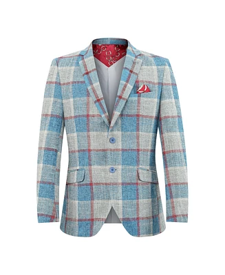 Elie Balleh Boys Slim Fit Plaid Blazer