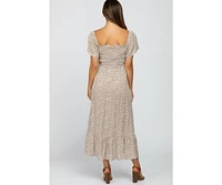 Pinkblush Maternity Ivory Floral Smocked Maxi Dress