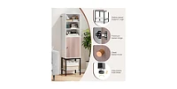 57 Inch Bathroom Tall Cabinet with 1 Door and 4 Shelves Narrow Storage Unit with Adjustable Shelves