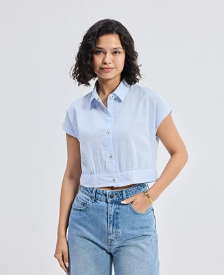 Reistor Women's Oversized Crop Shirt Classic Stripes