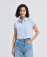 Reistor Women's Oversized Crop Shirt Classic Stripes
