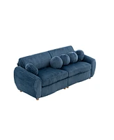 84" Blue Corduroy Sofa Couch