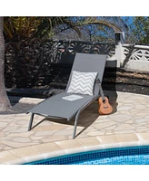 Gymax Outdoor Chaise Lounge Chair Adjustable Patio Recliner w/ Wheels