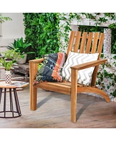 Gymax 4PCS Outdoor Wooden Adirondack Chair Patio Lounge Chair w/ Armrest