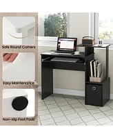 Space-saving Computer Desk with Pull-out Keyboard Tray