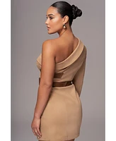 Jluxlabel Women's One Shoulder Suede Blazer Dress