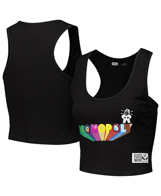 Freeze Max Women's Black Monopoly Tri-Blend Cropped Racerback Tank Top