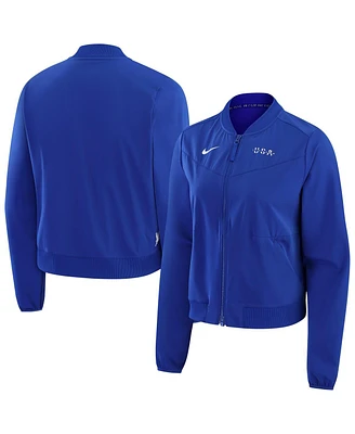 Nike Women's Blue Team Usa Bliss Performance Full-Zip Bomber Jacket