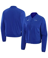 Nike Women's Blue Team Usa Bliss Performance Full-Zip Bomber Jacket