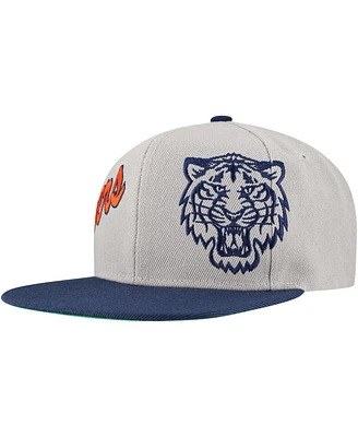 Mitchell & Ness Men's Gray Detroit Tigers Knock Out Panel Snapback Hat