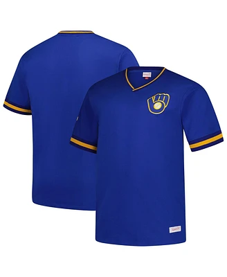 Mitchell & Ness Men's Royal Milwaukee Brewers Big Tall V-Neck T-Shirt