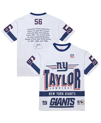 Mitchell & Ness Men's Lawrence Taylor White New York Giants Name Number Team Origins Vintage Logo T-Shirt