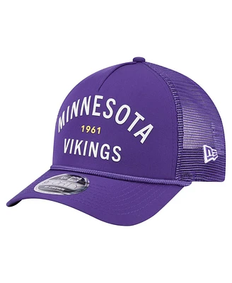 New Era Men's Purple Minnesota Vikings Active Minimalist M-Crown A-Frame 9FORTY Adjustable Hat