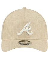 New Era Men's Beige Atlanta Braves Cotton Weave M-Crown A-Frame 9FORTY Adjustable Hat