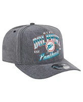 New Era Men's Black Miami Dolphins Throwback Washed A-Frame 9FIFTY Snapback Hat