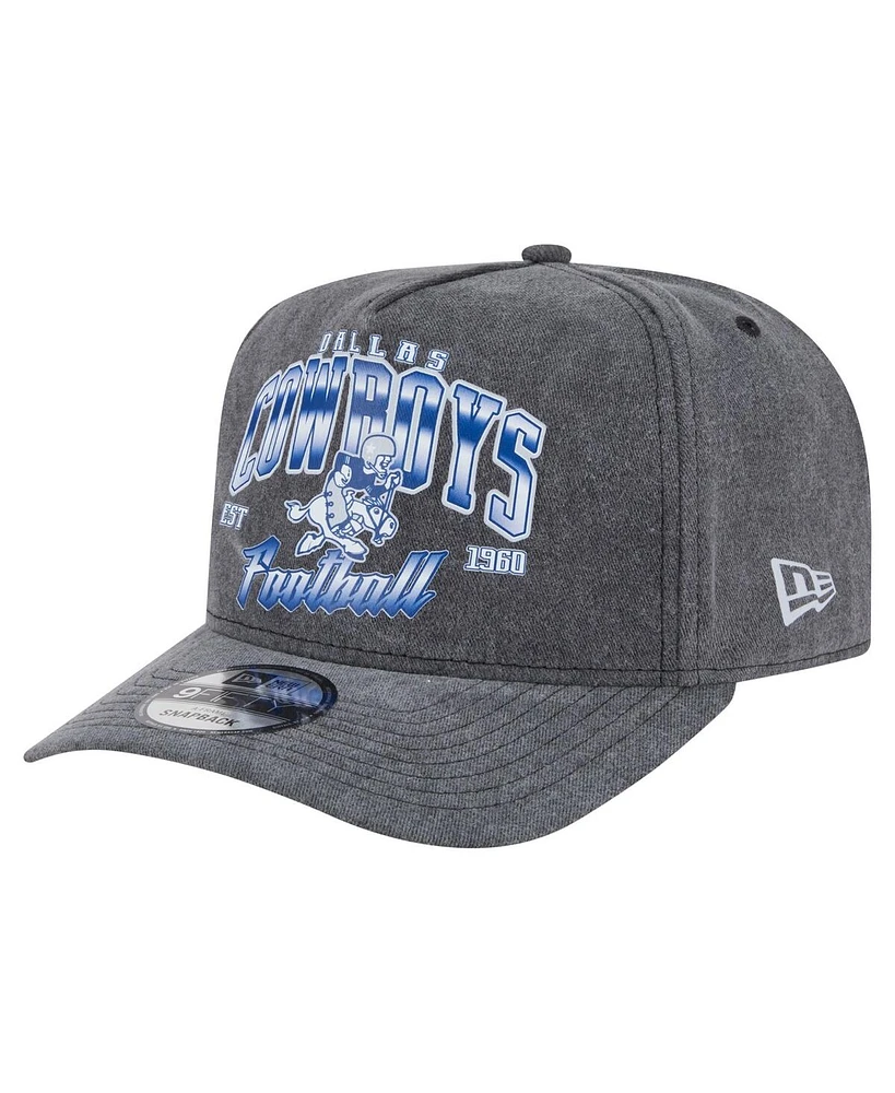 New Era Men's Black Dallas Cowboys Throwback Washed A-Frame 9FIFTY Snapback Hat