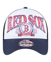 New Era Men's Navy Boston Red Sox Distressed 9FORTY A-Frame Adjustable Trucker Hat