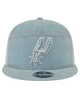 New Era Men's San Antonio Spurs Adventure Denim Split Panel 9FIFTY Snapback Trucker Hat