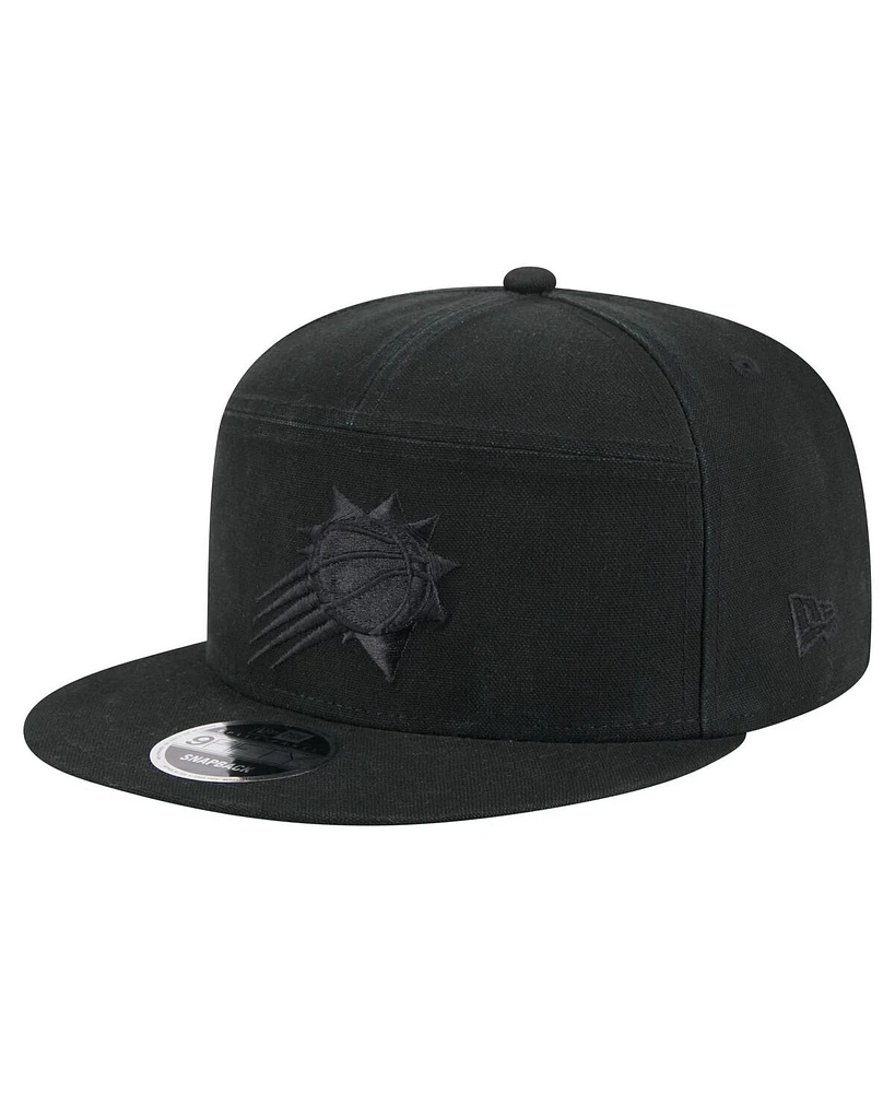 New Era Men's Black Phoenix Suns Adventure Canvas Split Panel 9FIFTY Snapback Hat