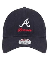 New Era Women's Navy Atlanta Braves Preppy Team 9TWENTY Adjustable Hat