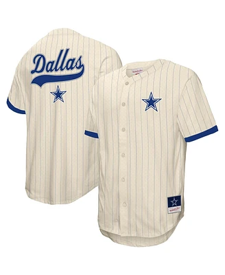 Mitchell & Ness Men's Cream Dallas Cowboys Vintage Logo Final Seconds Full-Button Mesh T-Shirt