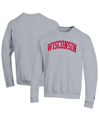 Champion Men's Heather Gray Wisconsin Badgers Basic Arch Fleece Pullover Sweatshirt