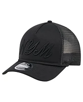 New Era Men's Black New York Mets City Initial 9FORTY A-Frame M-Crown Adjustable Trucker Hat