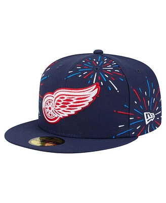 New Era Men's Navy Detroit Red Wings Americana Fireworks 59FIFTY Fitted Hat