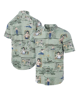 Reyn Spooner Men's Bruce Lee Green Hollywood Icons Little Dragon Tailored Button-Down Shirt