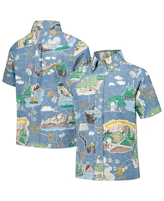 Reyn Spooner Big Boys and Girls Blue Peanuts Beagle Scouts 50th Anniversary Button-Up Shirt