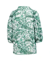 Smith & Quinn Women's White/Green Kentucky Derby Eliza V-Neck Top
