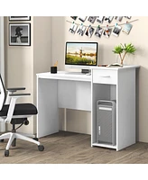 Computer Desk with Drawer Modern Laptop Pc Desk with Adjustable Shelf and Cable Hole