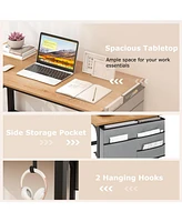 48 Inch Rolling Computer Desk with Metal Frame for Home Office