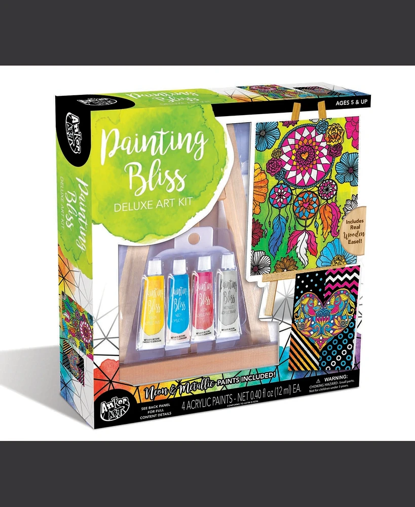 Painting Bliss Deluxe Art Kit With Wooden Tabletop Easel